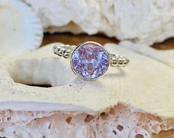 14k Rose De France Amethyst Ring, Round Amethyst Ring, Lavender Amethyst Ring, Amethyst Bezel Ring, February Birthstone