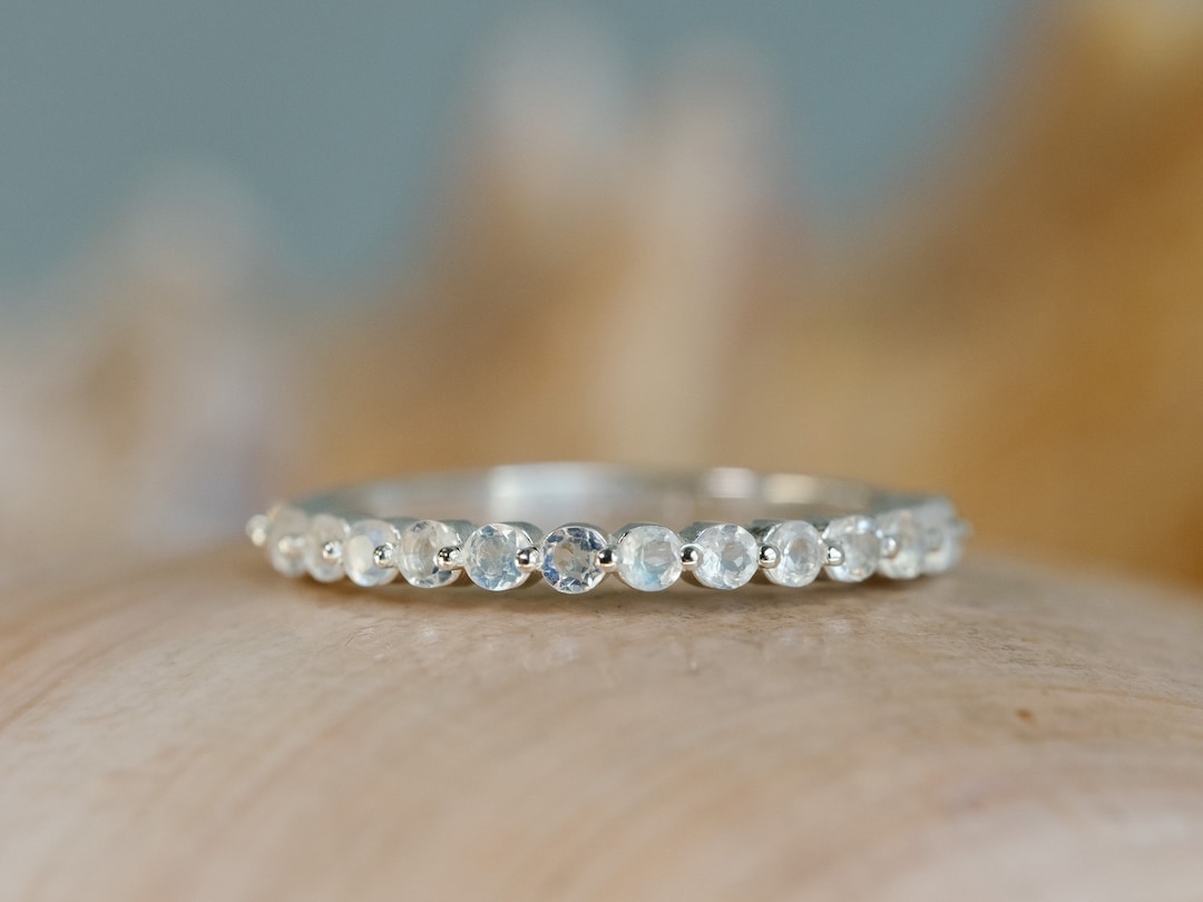 Moonstone Wedding Band, Moonstone Anniversary Band, 14k Moonstone Band ...