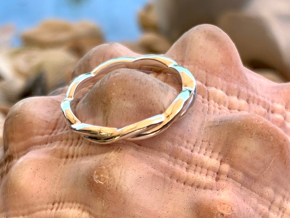 Ancienne Bague Argent Massif 925 - Alliance Jonc Torsadé - Taille 52 - Occasion