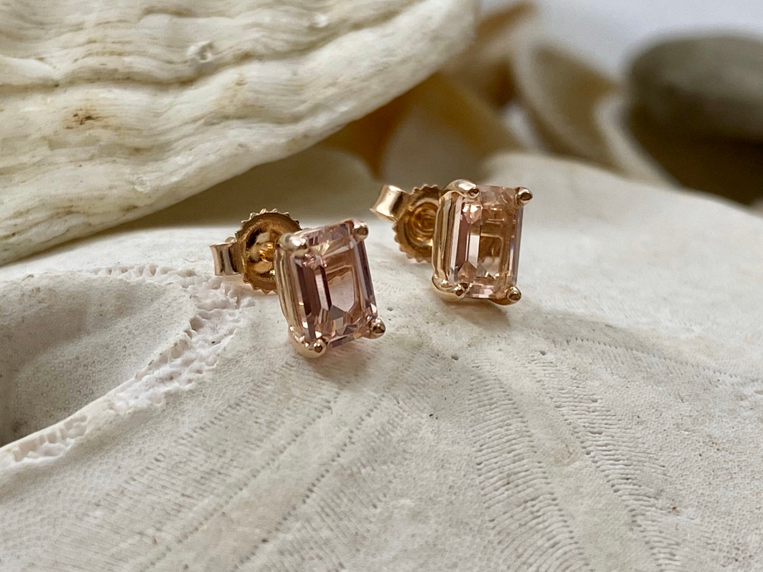 Emerald cut hotsell morganite earrings