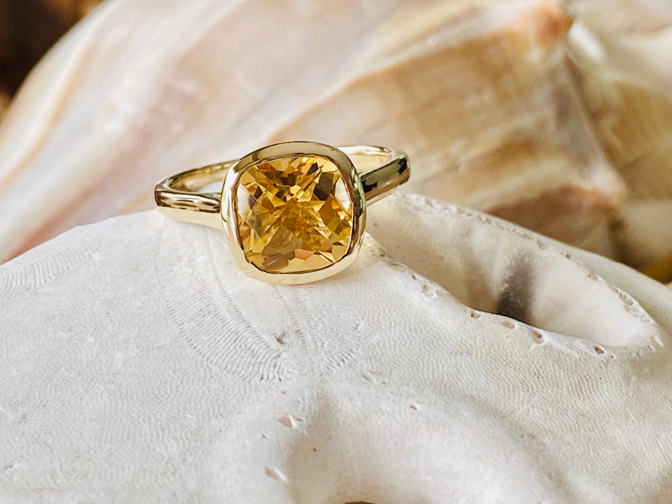 Sieraden Ringen Enkele ringen Hoge kwaliteit Wedding Engagement Solid 14K Yellow Gold Natural Citrine Gemstone Diamond Fashion Ring voor vrouwen 