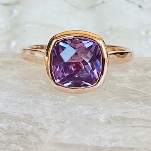 Alexandrite Ring, Alexandrite Engagement Ring, Bezel Ring, Solitaire Ring, Sterling Silver, 14k Gold, June Birthstone