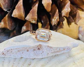 Moissanite Verlobungsring in Smaragdschliff 4.00ct, Verlobungsring in Smaragdschliff, 4.00ct