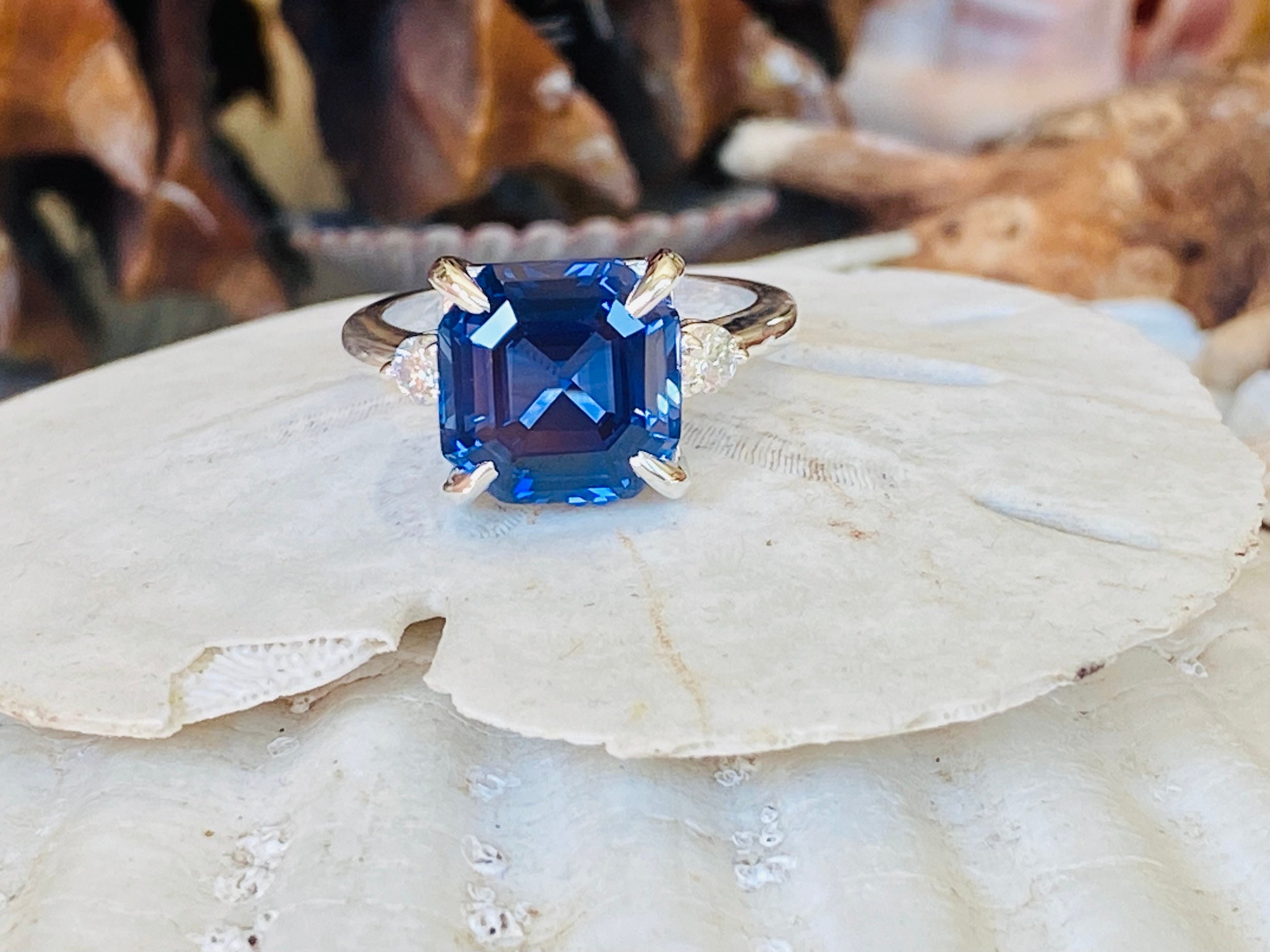 Asscher cut sapphire sale