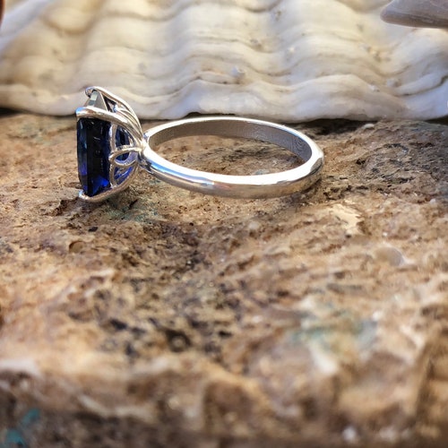 Radiant Cut Sapphire shops Ring, Sapphire Engagement Ring, Radiant Cut Sapphire, Solitaire Sapphire Ring, September Birthstone