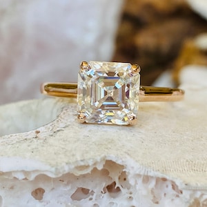 2.00ct Moissanit Solitär Verlobungsring, Asscher Cut Verlobungsring, Verlobungsring, Asscher Cut Solitaire, Asscher Cut