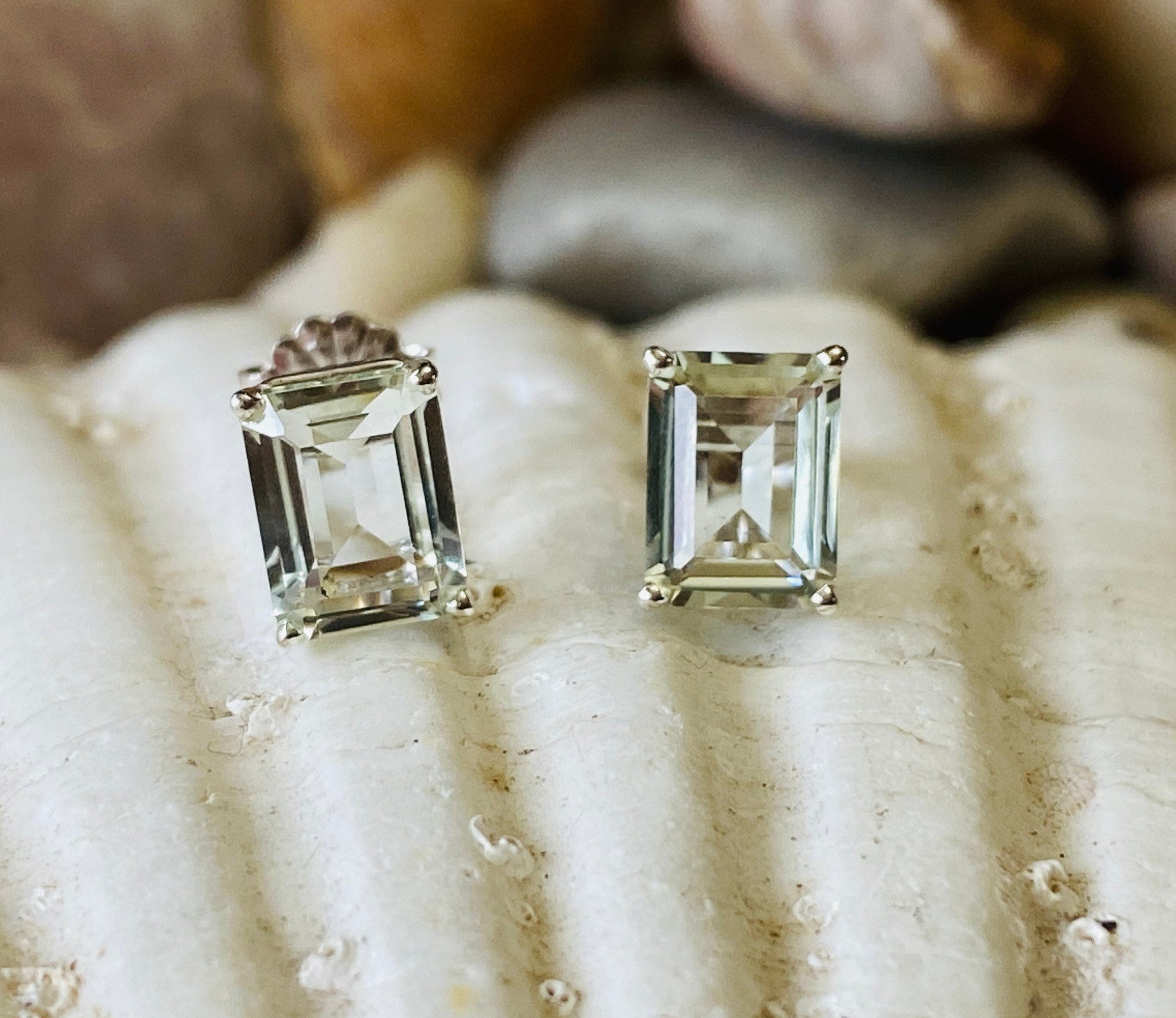 Prasiolite stud earrings deals