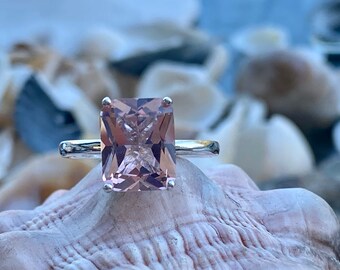 Solitare Women Banquet Round Cut Morganite Gemstone Silver Ring Size 6 7 8 9 10 Solitare Women Banquet Round Cut Morganite Gemstone Silver Ring Size 6 7 8 9 10