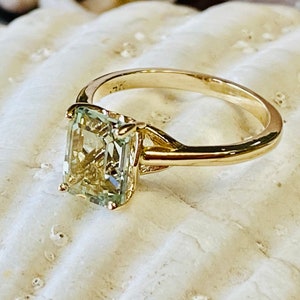 Prasiolite Ring, Green Amethyst Ring, Emerald Cut Prasiolite Ring, 2.00ct Emerald Cut, Prasiolite Solitaire Ring image 9