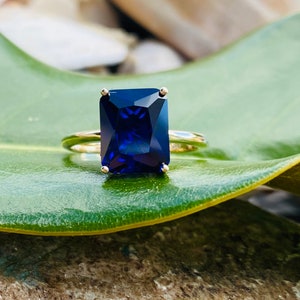 Radiant Cut Sapphire Ring, Sapphire Engagement Ring, Radiant Cut Sapphire, Solitaire Sapphire Ring, September Birthstone