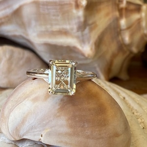 Prasiolite Ring, Green Amethyst Ring, Emerald Cut Prasiolite Ring, 2.00ct Emerald Cut, Prasiolite Solitaire Ring image 6
