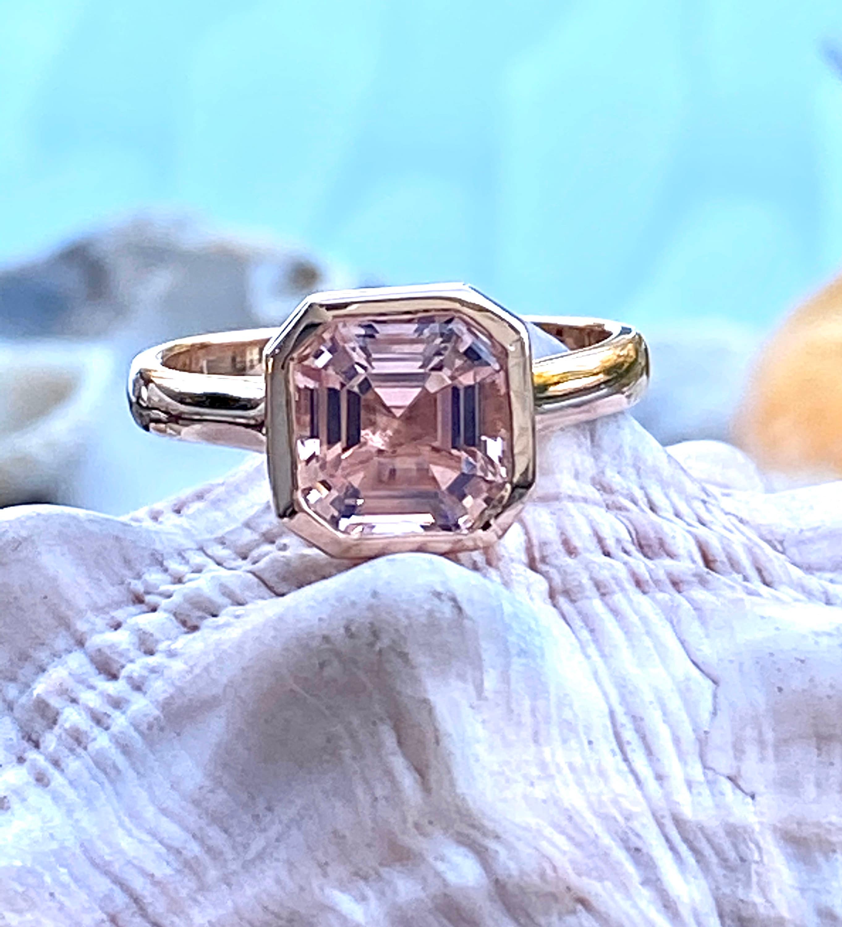 Asscher Cut Morganite Engagement Ring Asscher Cut Ring