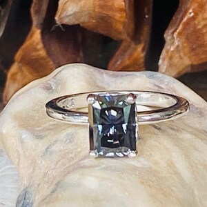 Radiant Cut Moissanite Engagement Ring, Gray Radiant Cut Moissanite, Gray Moissanite Engagement Ring, 2.00ct Engagement Ring