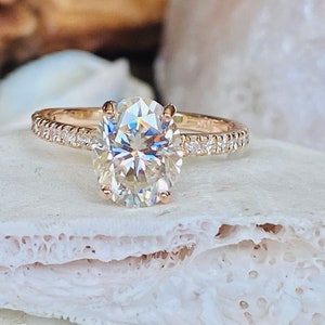 Oval Moissanite Engagement Ring, 3.0ct Moissanite Engagement Ring, Conflict Free, Ethically Sourced