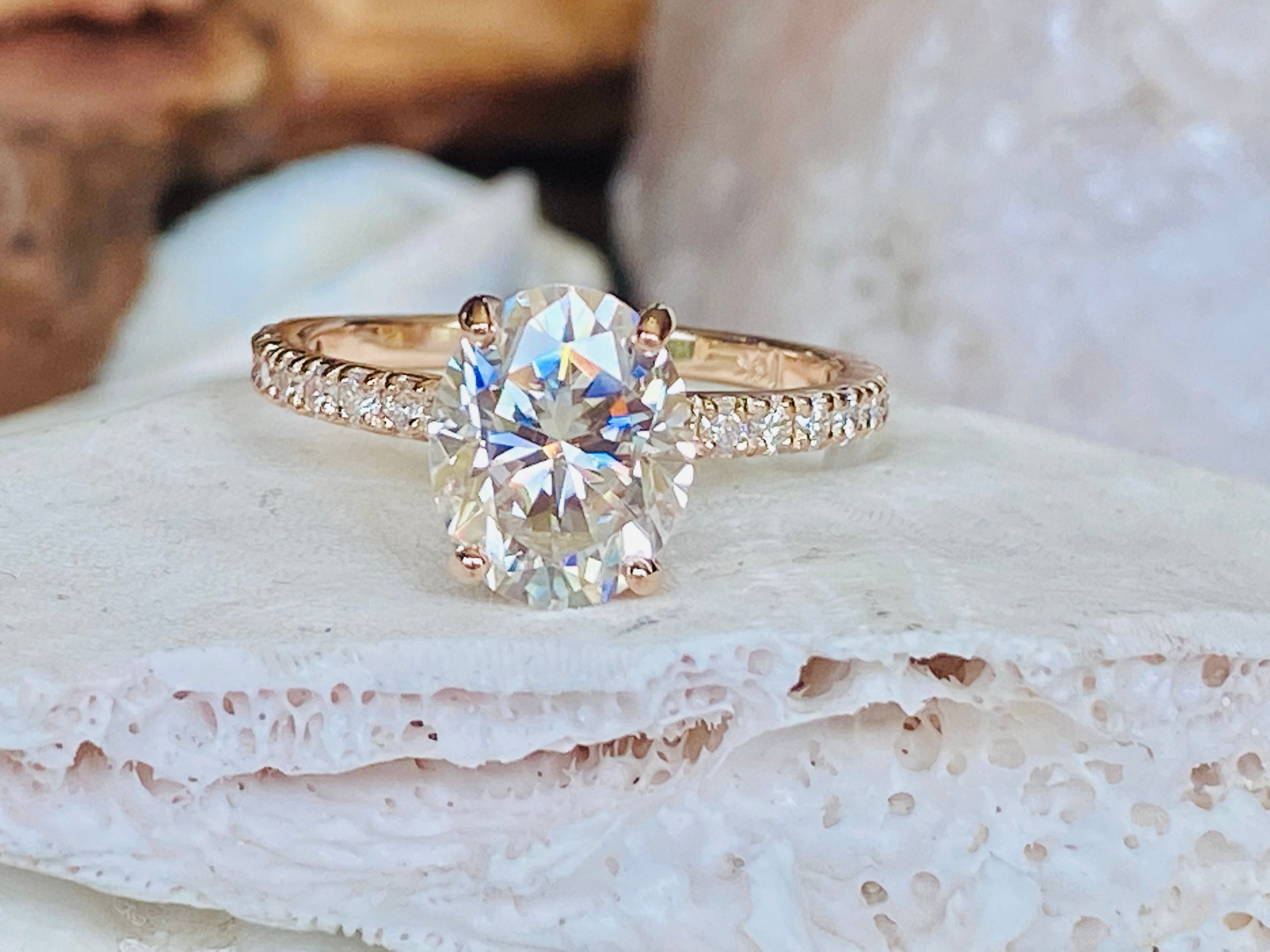 Oval Moissanite Engagement Ring, 3.0ct Moissanite Engagement Ring, Conflict Free, Ethically Sourced