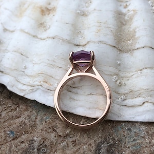 Alexandrite Ring, Alexandrite Engagement Ring, Gold Alexandrite Ring, Cushion Cut Alexandrite, June Birthstone, Bridesmaid Gift image 4