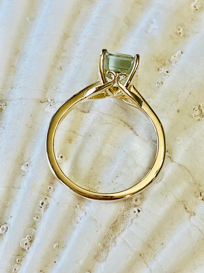 Prasiolite Ring, Green Amethyst Ring, Emerald Cut Prasiolite Ring, 2.00ct Emerald Cut, Prasiolite Solitaire Ring image 10