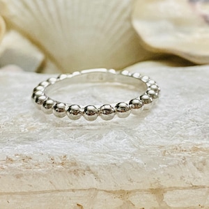 14k Beaded Ring, Beaded Stacking Ring, Beaded Wedding Band, Layering Ring, Stacking Ring, Beaded Band