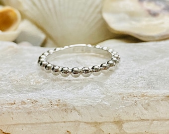 14k Beaded Ring, Beaded Stacking Ring, Beaded Wedding Band, Layering Ring, Stacking Ring, Beaded Band