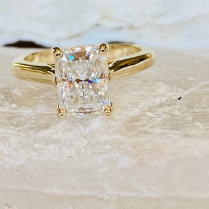 Radiant Cut Moissanite Solitaire Engagement Ring, Radiant Cut Cathedral Engagement Ring, Radiant Cut Solitaire, 2.00ct Radiant Cut Ring