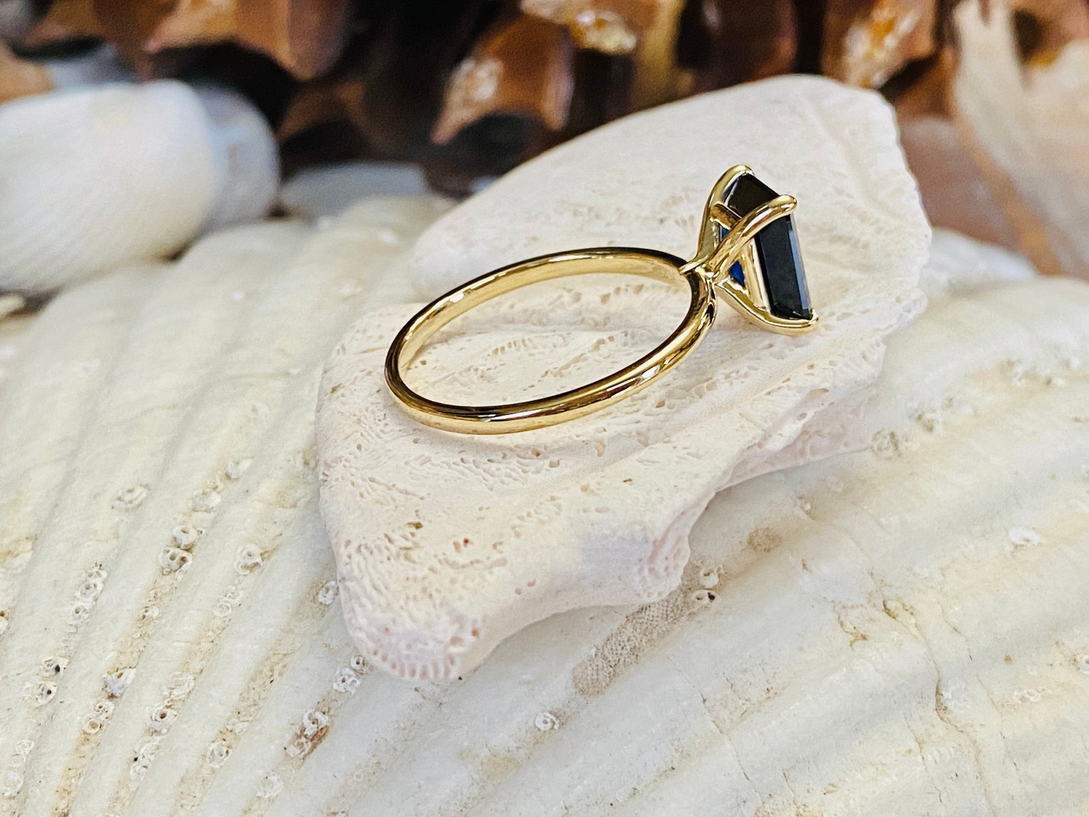 14k Emerald Cut Sapphire Ring Sapphire Engagement Ring - Etsy