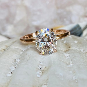 Oval Moissanite Engagement Ring, 3.00CT Moissanite Engagement Ring, Oval Diamond Ring, Oval Solitaire Engagement Ring