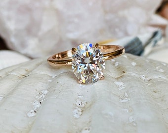 Oval Moissanite Engagement Ring, 3.00CT Moissanite Engagement Ring, Oval Diamond Ring, Oval Solitaire Engagement Ring