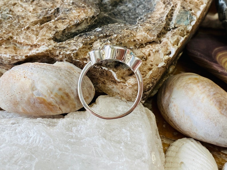 Three Stone Ring Bezel Setting Trio Ring Prasiolite Ring Green Amethyst Ring Unique Engagement Ring