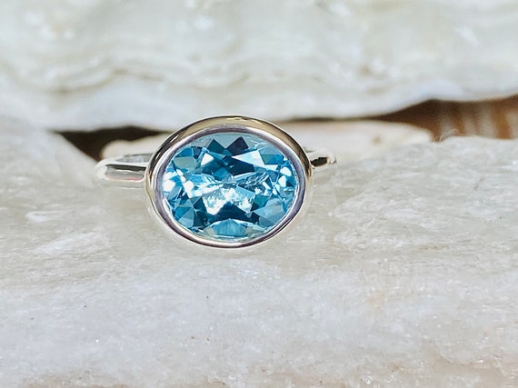 ヴィンテージ！ブルートパーズ「blue topaz」デザインリング