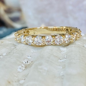 14k Moissanite Band, Diamond Anniversary Band, Diamond Wedding Band, Moissanite Anniversary ring, Anniversary Gift, Diamond Stacking Ring