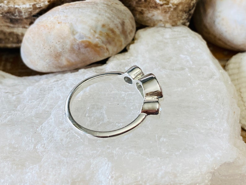 Three Stone Ring Bezel Setting Trio Ring Prasiolite Ring Green Amethyst Ring Unique Engagement Ring
