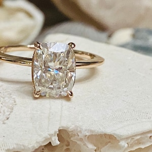 Cushion Cut Moissanite Engagement Ring, Elongated Cushion Cut Engagement Ring, 3.00ct. Moissanite Engagement Ring, Solitaire Engagement Ring