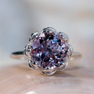 Large Amethyst Ring, 14k Rose De France Amethyst Ring, Amethyst and Silver Ring, Lavender Amethyst, Right Hand Ring, Cocktail Ring