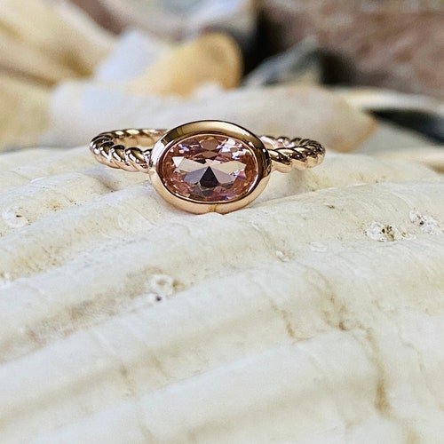 Morganite Ring, Oval Morganite Ring, Oval Morganite, Morganite shops Engagement Ring, East West Ring, Bezel Setting