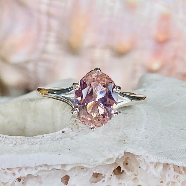 14k Morganite Ring, Morganite Engagement Ring, Gold Morganite Ring, Oval Cut Morganite Ring, Morganite Engagement Ring, Trellis Setting