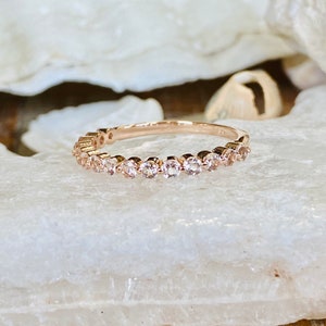 Morganite Band, Natural Morganite Ring, Rose Gold Morganite Ring, Dainty Morganite Ring, Stacking Ring