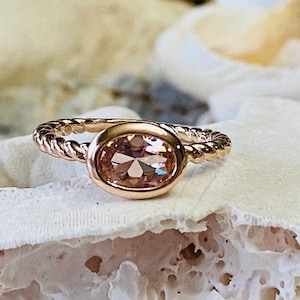 Morganite Ring, Oval Morganite Ring, Oval Morganite, Morganite Engagement Ring, East West Ring, Bezel Setting