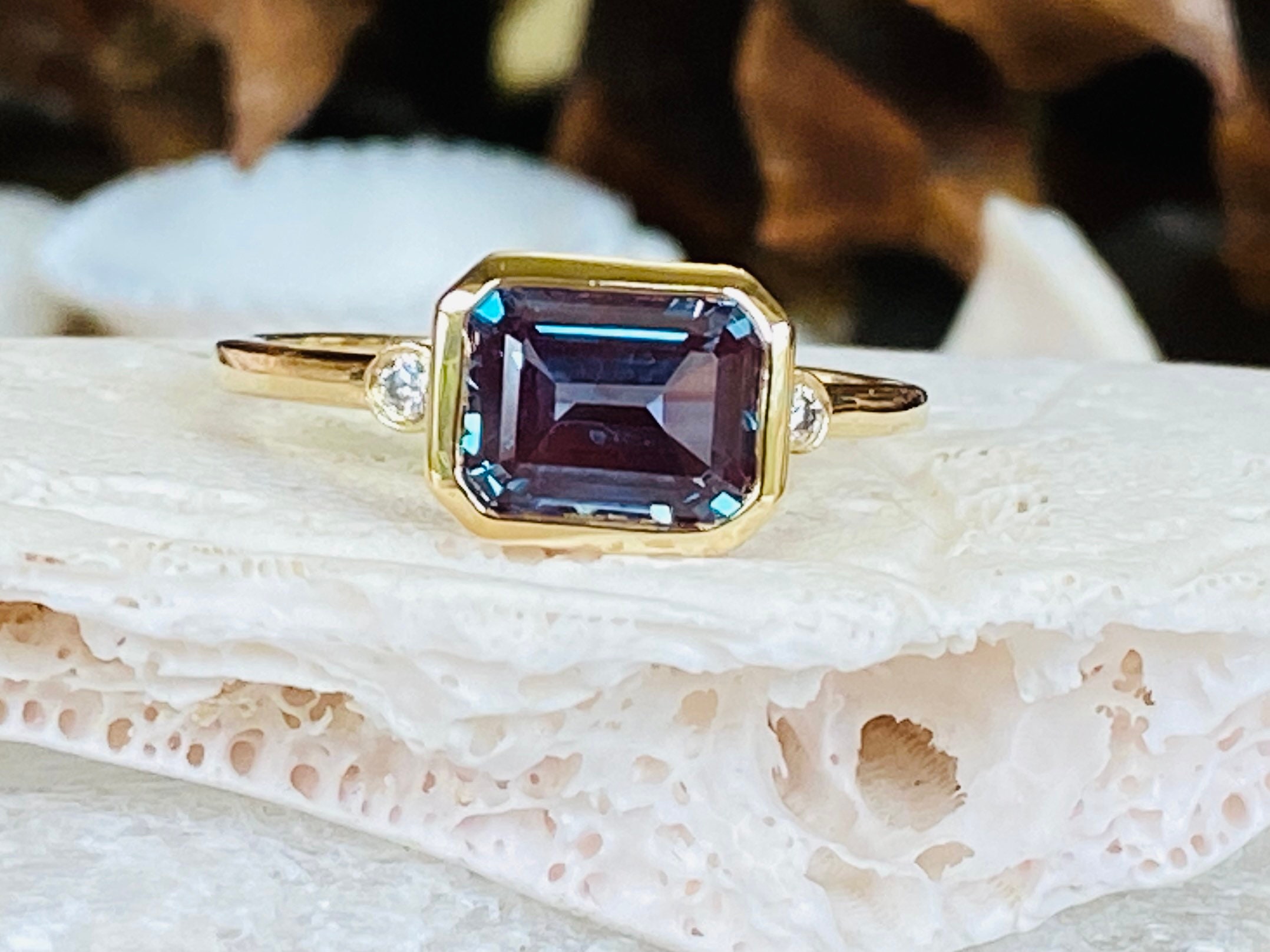 14k Alexandrite Ring East West Ring East West Alexandrite - Etsy