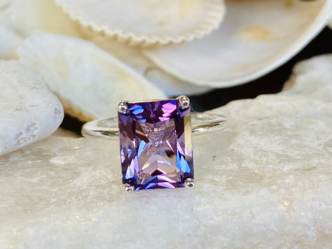 14k Rose De France Amethyst Ring Radiant Cut Amethyst Ring - Etsy