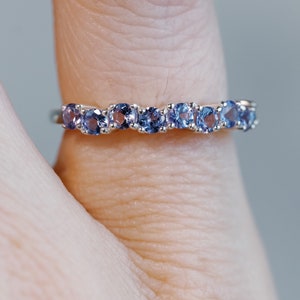 Natural Tanzanite Band Tanzanite Wedding Band Half Eternity Stacking