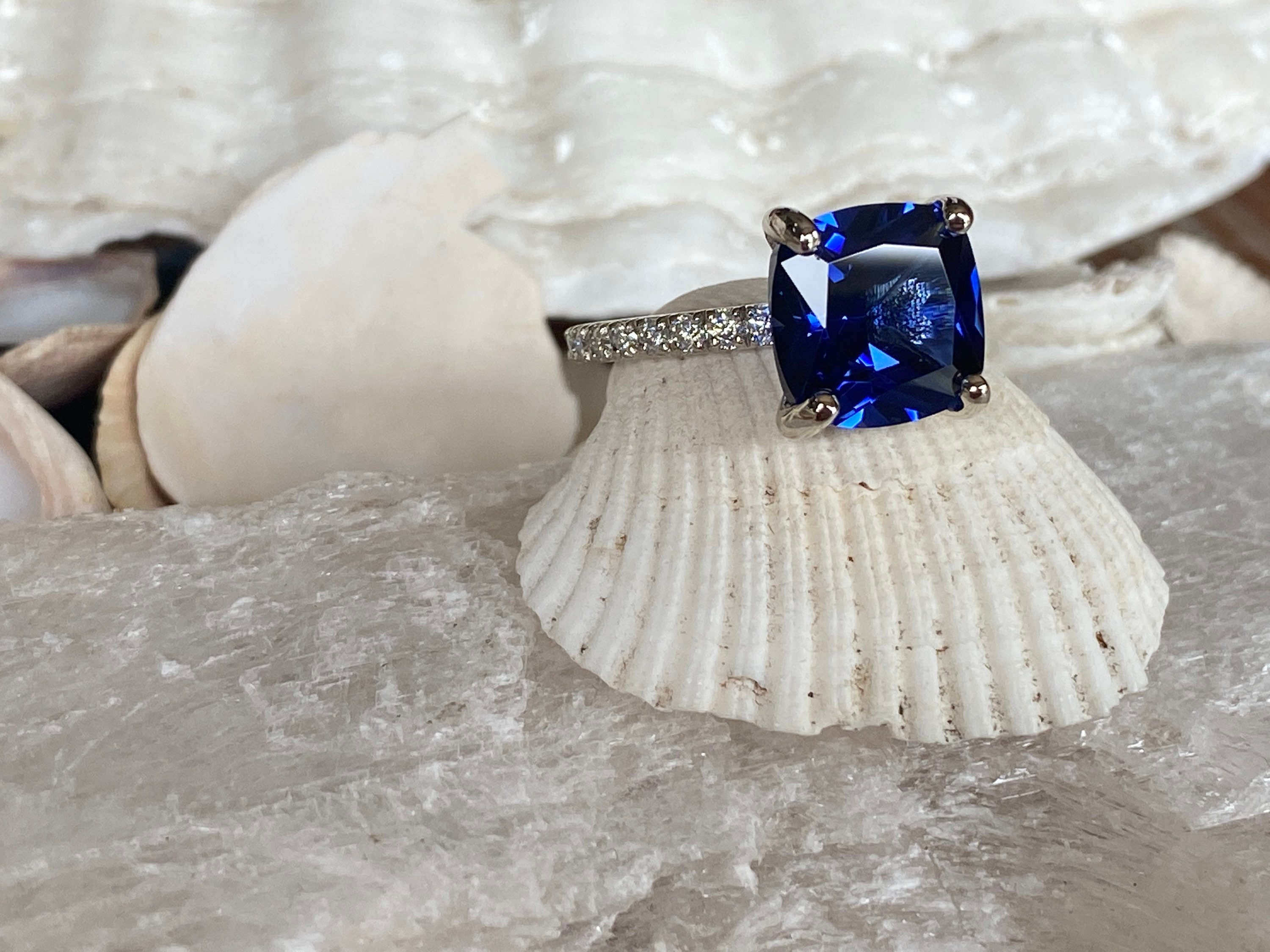 Cushion sapphire engagement rings best sale