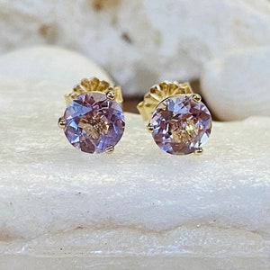 Rose De France Amethyst Stud Earrings, Amethyst Stud Earrings, Lavender Amethyst, Bridesmaid Gift