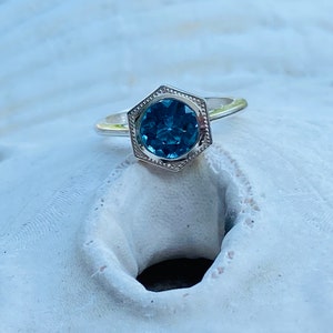 Art Deco London Blue Topaz Ring, 1.00ct Blue Topaz Ring, London Blue ...