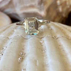 Prasiolite Ring, Green Amethyst Ring, Emerald Cut Prasiolite Ring, 2.00ct Emerald Cut, Prasiolite Solitaire Ring image 2
