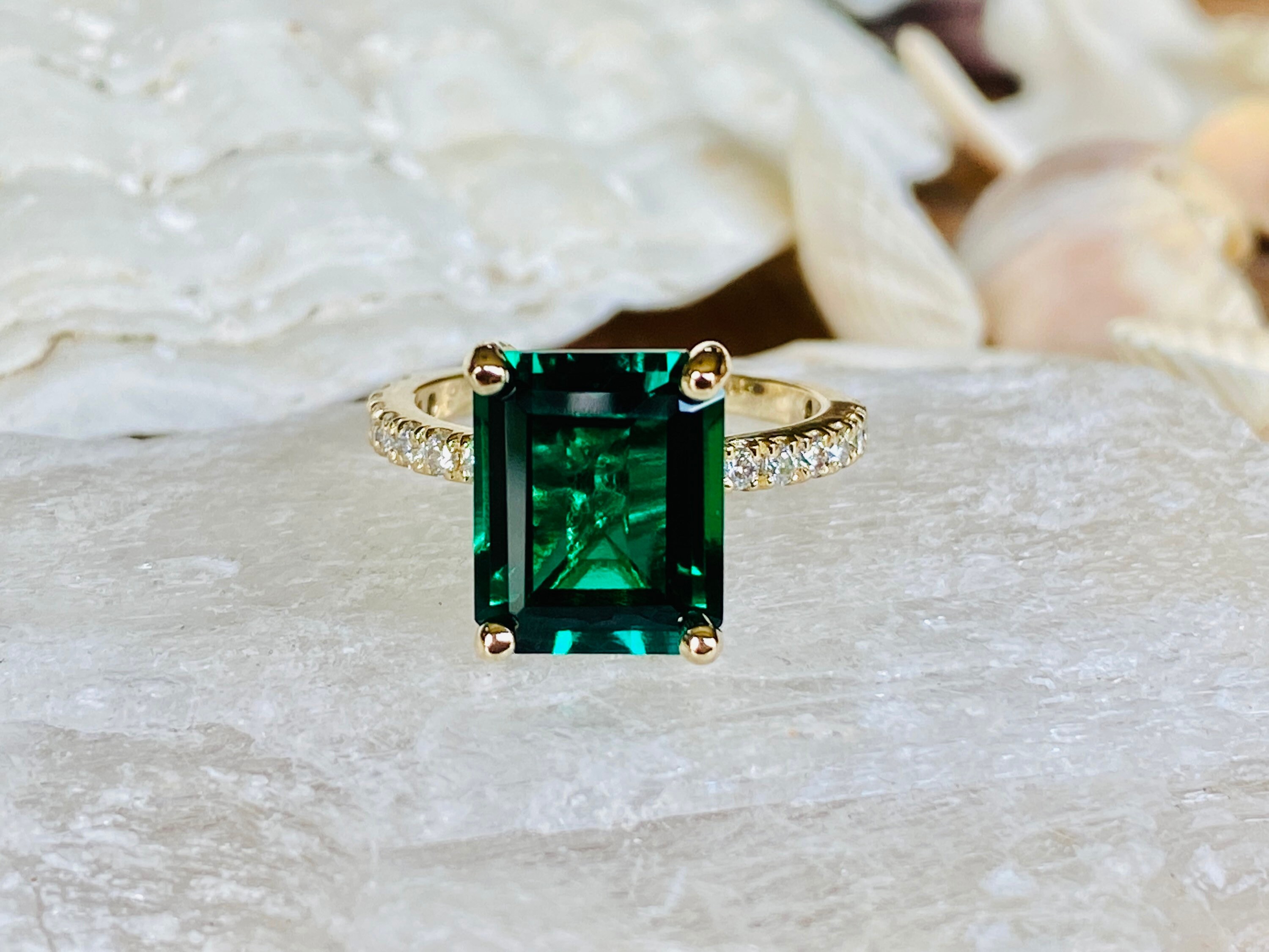 14k Emerald Engagement Ring 14k Emerald Ring Ring Emerald | Etsy