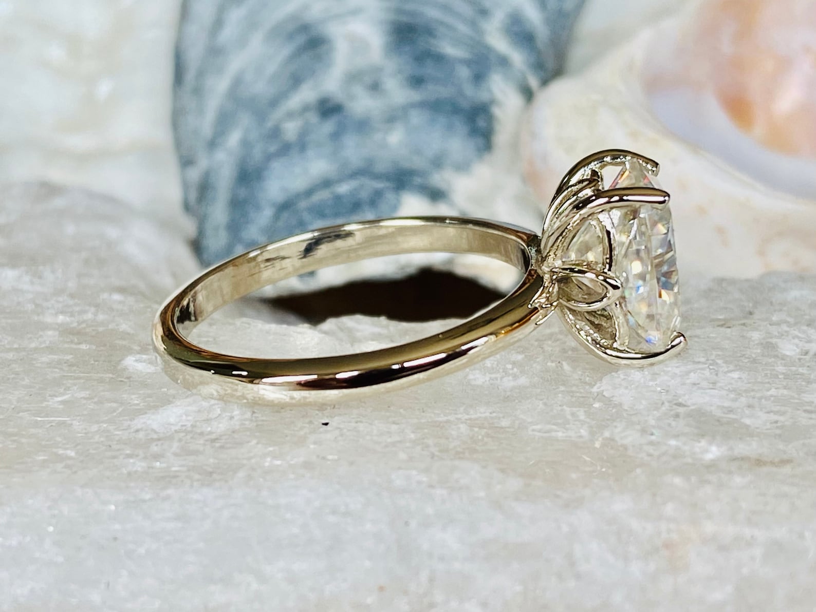 Antique Cushion Cut Moissanite Engagement Ring Elongated Etsy