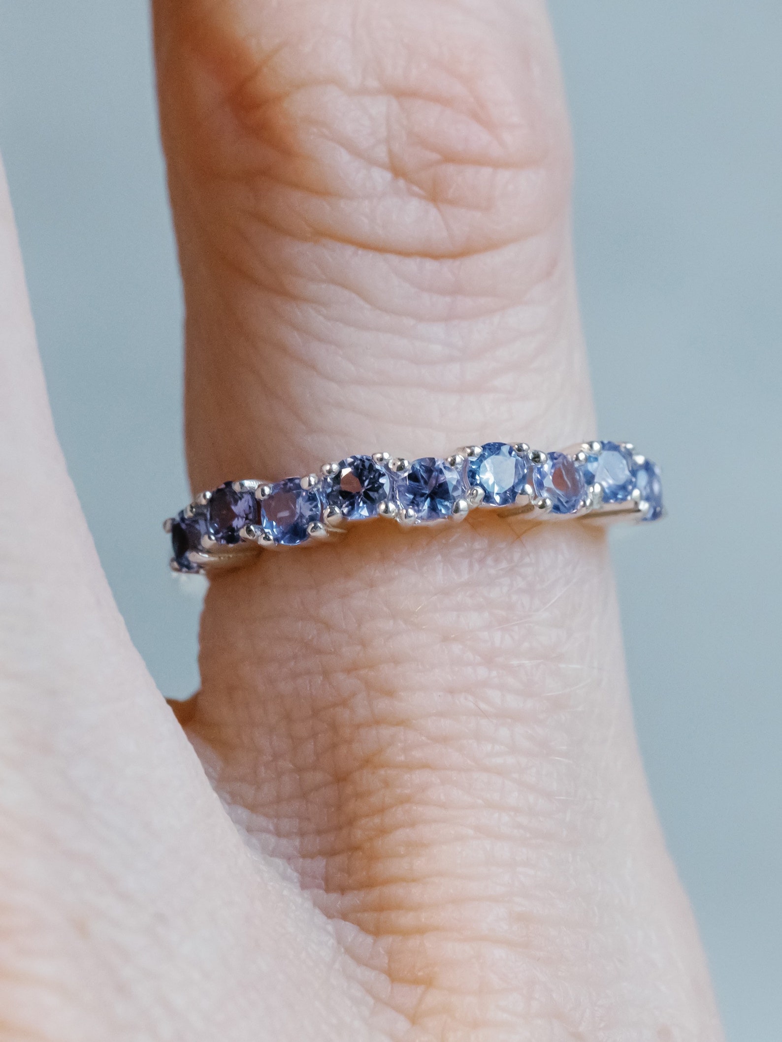 Natural Tanzanite Band Tanzanite Wedding Band Half Eternity Stacking
