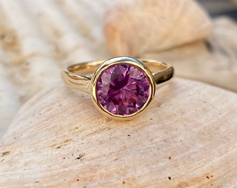 Alexandrite Ring, Alexandrite Engagement Ring, Bezel Ring, Solitaire Ring, Sterling Silver, 14k Gold, June Birthstone