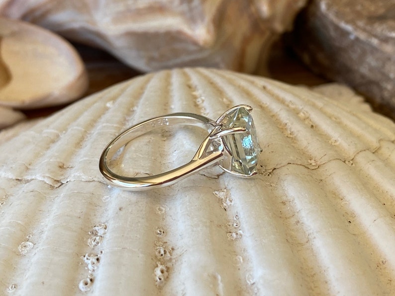Prasiolite Ring, Green Amethyst Ring, Emerald Cut Prasiolite Ring, 2.00ct Emerald Cut, Prasiolite Solitaire Ring image 8