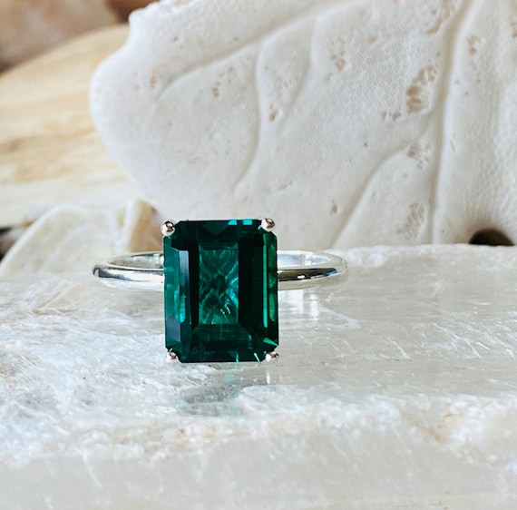 14k Gold Emerald Ring Emerald Engagement Ring Emerald Cut - Etsy
